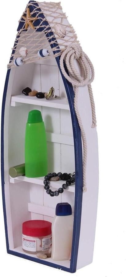 Houten Boot Rek Maritiem Decor Plank Opbergen Woonkamer Shabby Look 61 x
