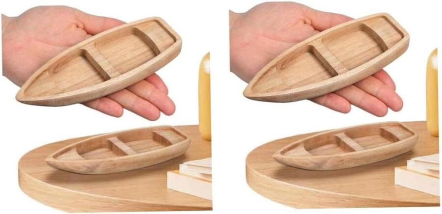 Houten Bootmodel Miniatuur Scheepje Huisdecoratie Knutselen Natuurlijk Onbewerkt Hout 2 Stuks Khaki