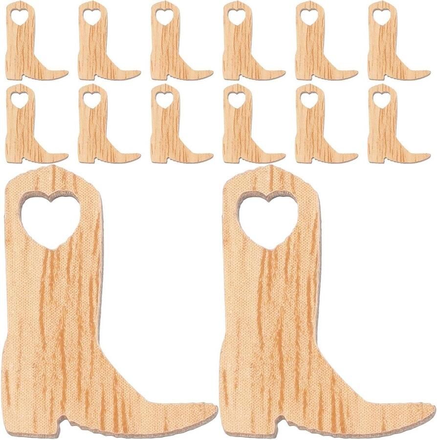 Houten Cowboylaarsjes Vormpjes Mini Laarsjes Hout DIY Knutseldecoratie Splintervrij Blank Hout 2.2 x Beige
