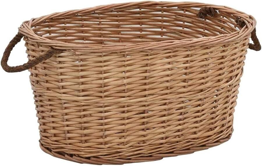 Houten mand met handvatten haardhouttas brandhouttas brandhoutmand voor brandhout 58 x 42 x natuurlijke wilg