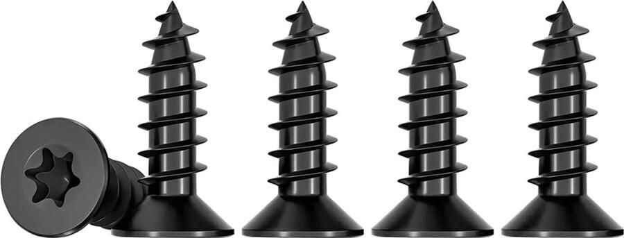 Houten schroeven torx-schroeven zwart 50 stuks M3 x 12 mm met verzonken kop van roestvrij staal A2 volledige schroefdraad zelftappende schroeven universele schroeven Torx TX10