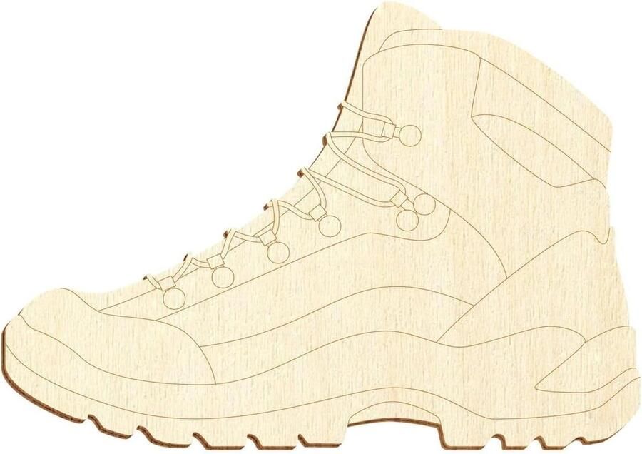 Houten Wandelschoen V2 Decoratie Schoen Hobby Knutselen Gegraveerde Contour 5- Breed Natuurlijk Hout