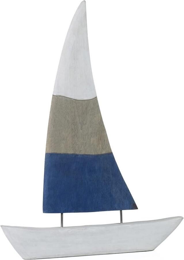 Houten zeilboot maritieme deco boot voor nautische sfeer