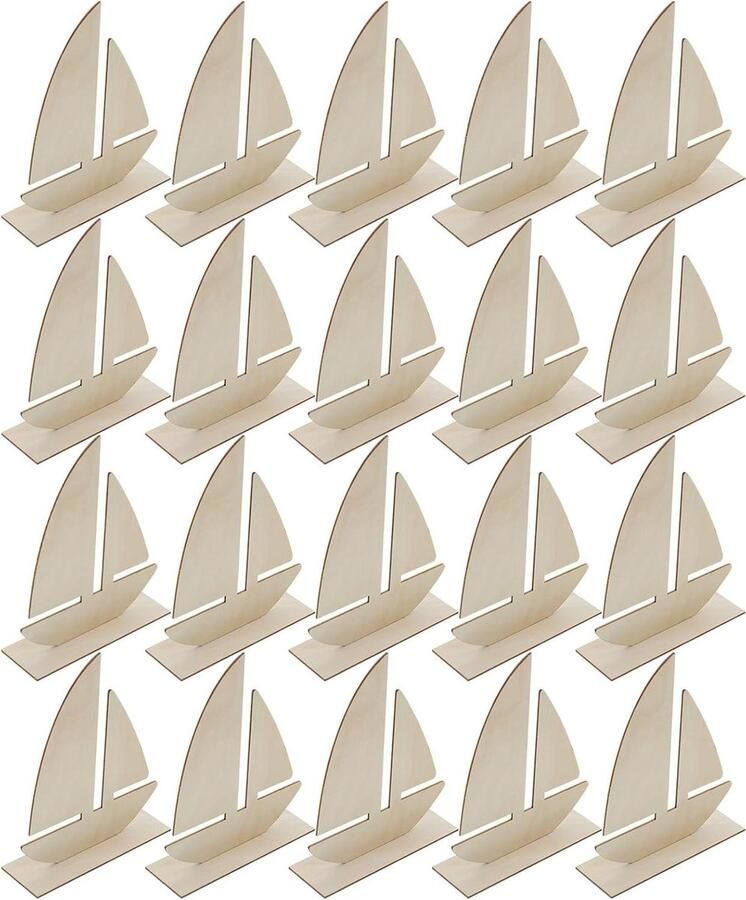 Houten Zeilboot Modellen Doe-het-zelf Bootjes Knutselen en Decoratie Voorgevormde Onderdelen 20 Stuks Onbewerkt Hout