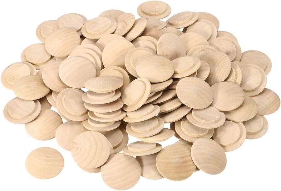 Houtgatstop 25 stuks 40 x 28 mm afdekkappen voor boorgaten ronde kop hardhout schroefafdekking schroefgatstop voor meubels tafels stoelen kasten knutselprojecten