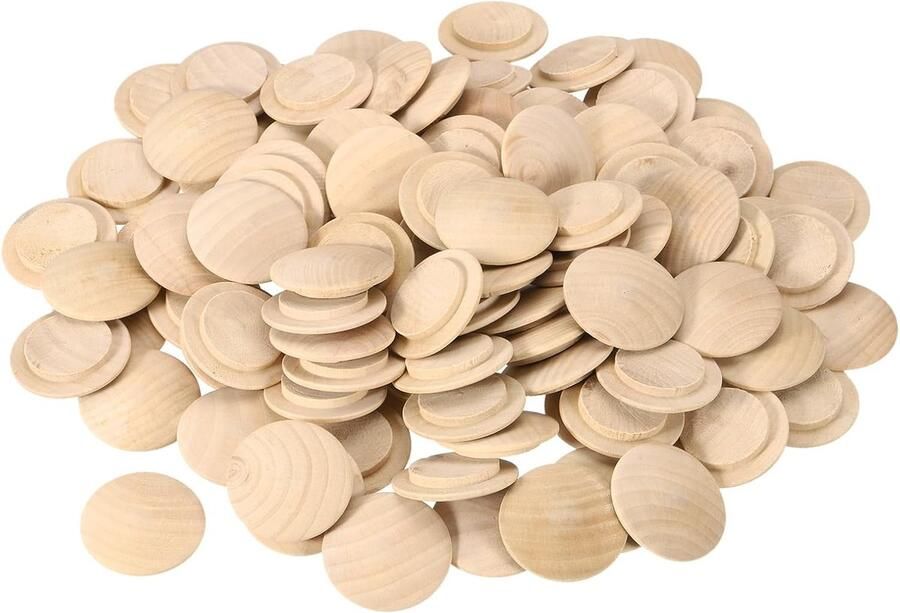 Houtgatstop 25 stuks 40 x 28 mm afdekkappen voor boorgaten ronde kop hardhout schroefafdekking schroefgatstop voor meubels tafels stoelen kasten knutselprojecten