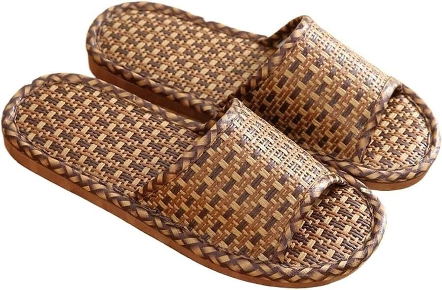 Huis Slippers Binnenschoenen Ontspannen Thuis Ade d Rattan Mat Dikke Zool Natuurlijk
