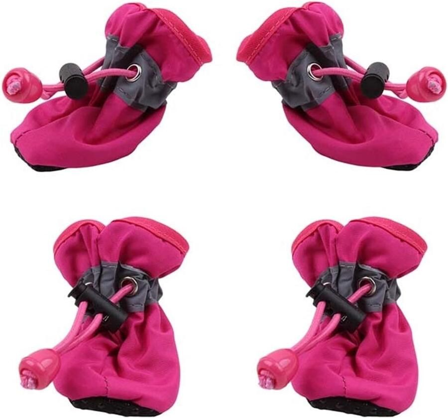 Huisdier laarzen Honden schoenen Poten beschermen Antislip en waterdicht Maat M Rose rood