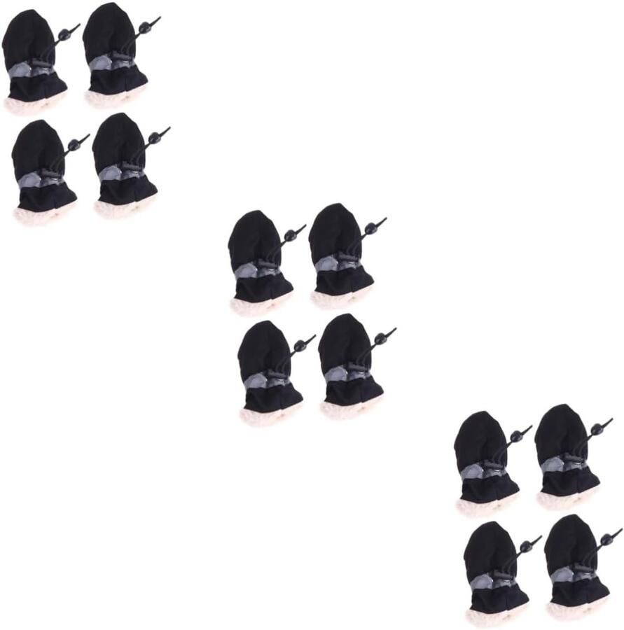 Huisdier Schoenen Hondenlaarsjes Buitenwandelingen Antislip zool 12 stuks Zwart