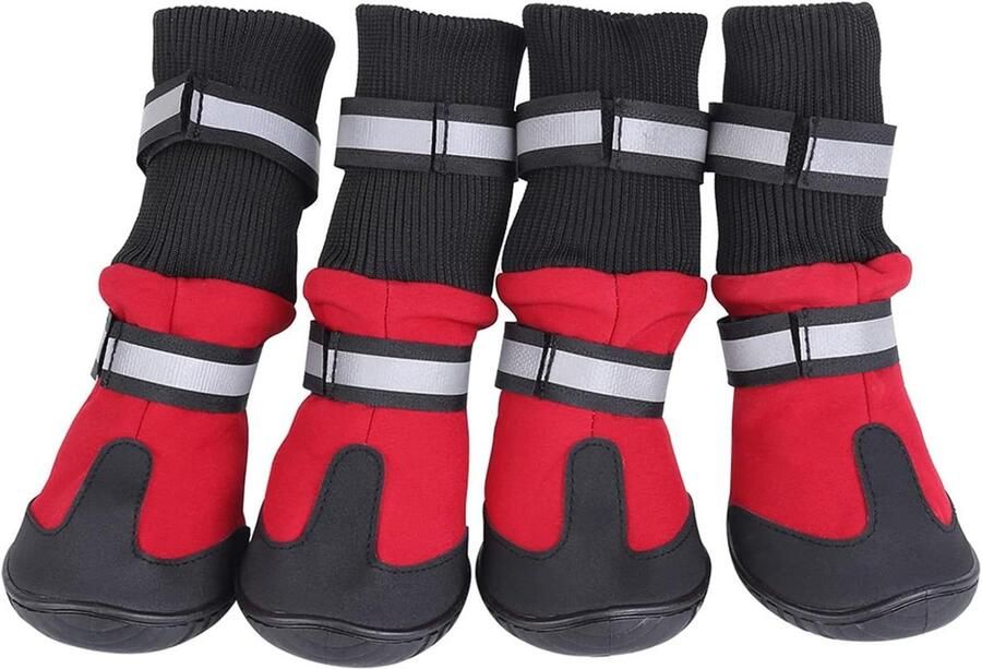Huisdierlaarzen Hondenschoenen Outdoor Bescherming Reflecterend Waterdicht Set van 4 Rood
