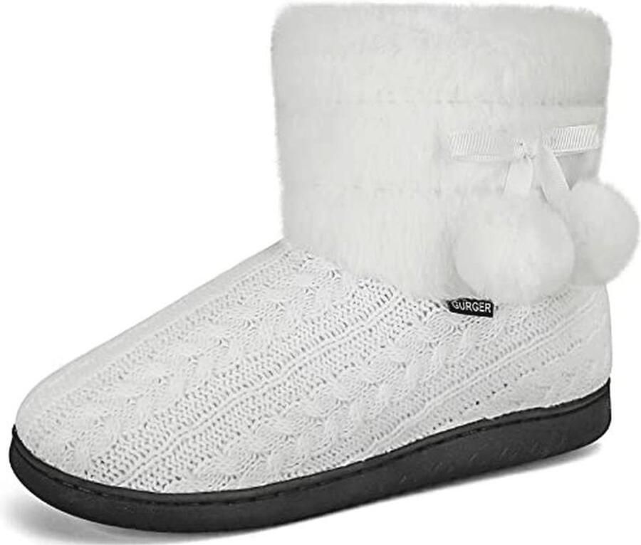 Huislaarzen Dames Pluche Gevoerde Pantoffels voor Winter met Rubberen Zool