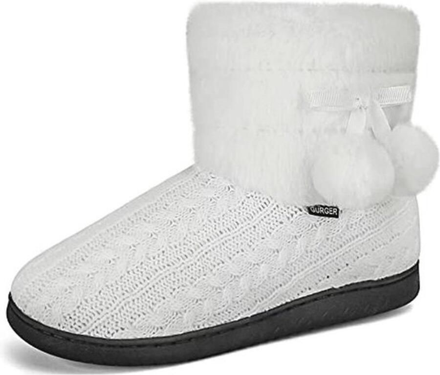Huislaarzen Dames Pluche Gevoerde Pantoffels voor Winter met Rubberen Zool