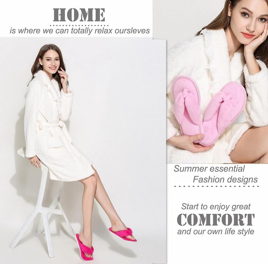 Huispantoffels koraal fleece teenslippers voor dames