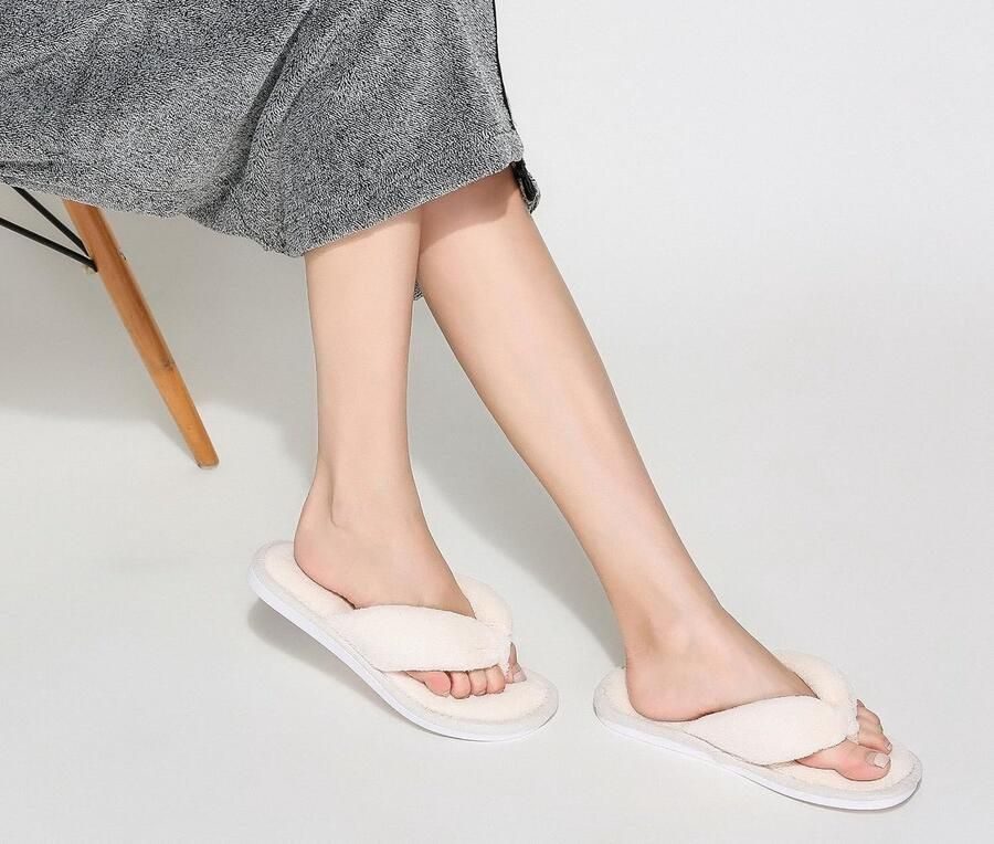 Huispantoffels koraal fleece teenslippers voor dames