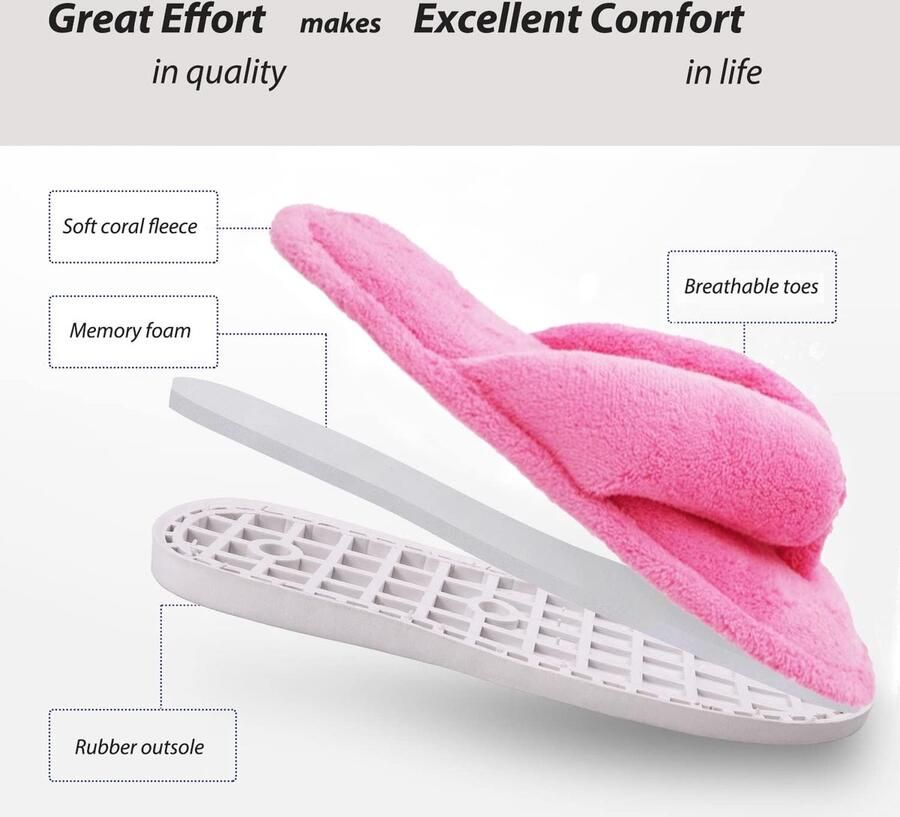 Huispantoffels koraal fleece teenslippers voor dames