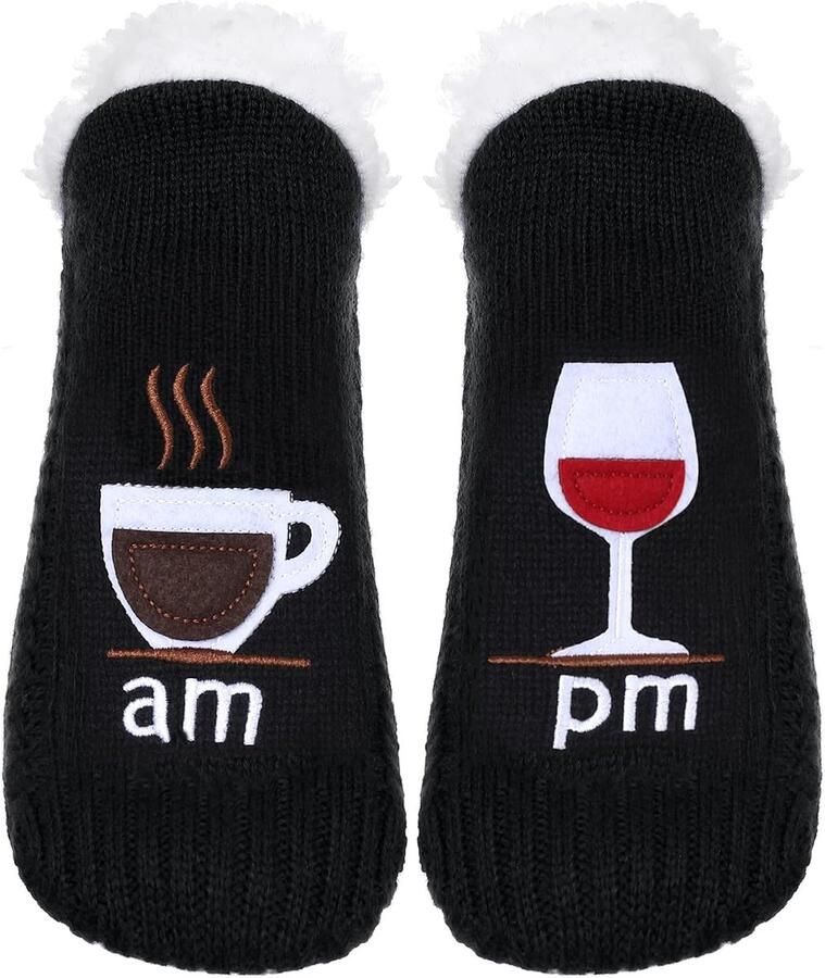 Huissokken met Schattig Tekenfilm Winter Warme Grappige Antislip Gebreide Knuffelsokken Fluffy Wintersokken met Fleece-gevoerde Slipper Sokken voor Vrouwen Huttensokken Geschenken