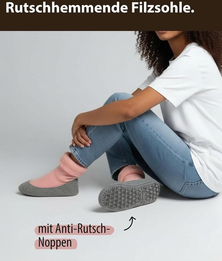 Huissokken wol met anti-slip vilten zool behaaglijke huisschoenen met comfortabele band en pluche binnenzool ade de geurrem de stoppersokken voor en