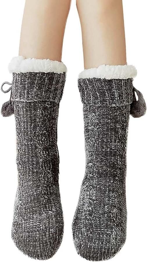 Huttensokken voor dames winter knuffelsokken warm wollig pantoffel sokken antislip huissokken 1 paar tapijtsokken dikke wintersokken zachte slaapkousen thermosokken voor thuis
