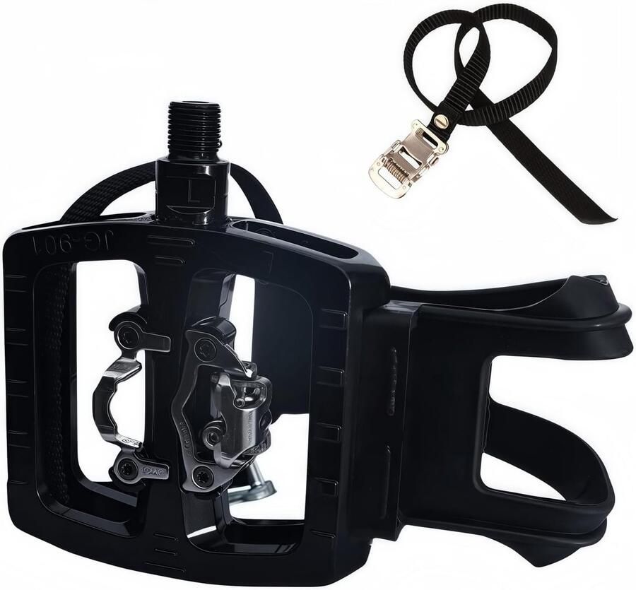 Hybride Fiets Pedalen met SPD Clip en Voetkooi Geschikt voor Hometrainer Spinning en Stadsfietsen (9 16 inch)