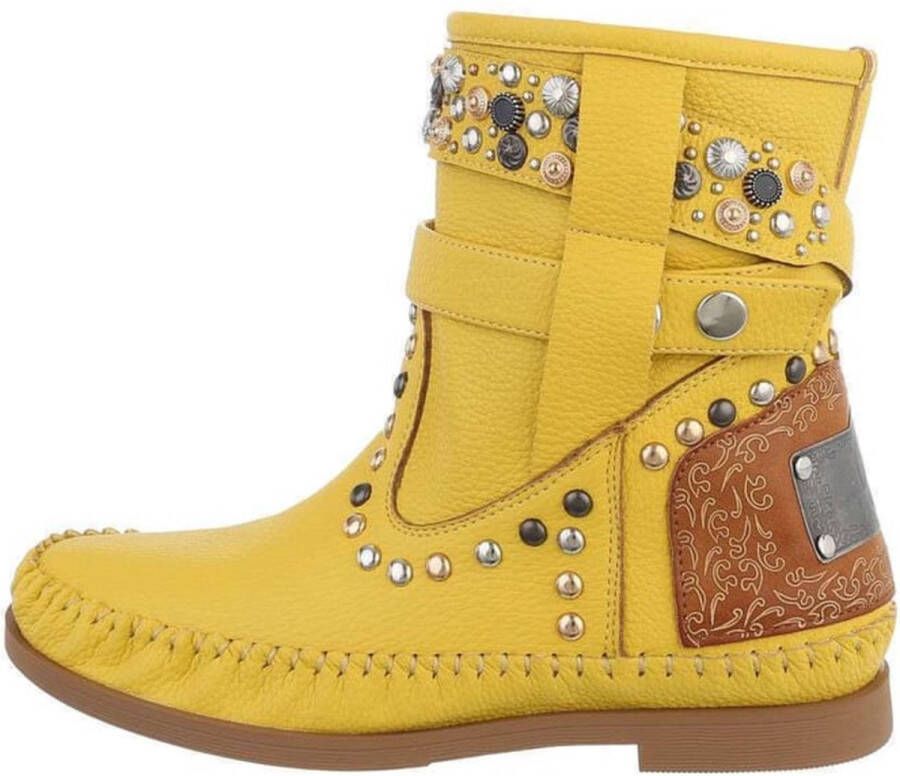 Ibiza laars -festival cow western Soepele laarzen trendy imitatieleer geel