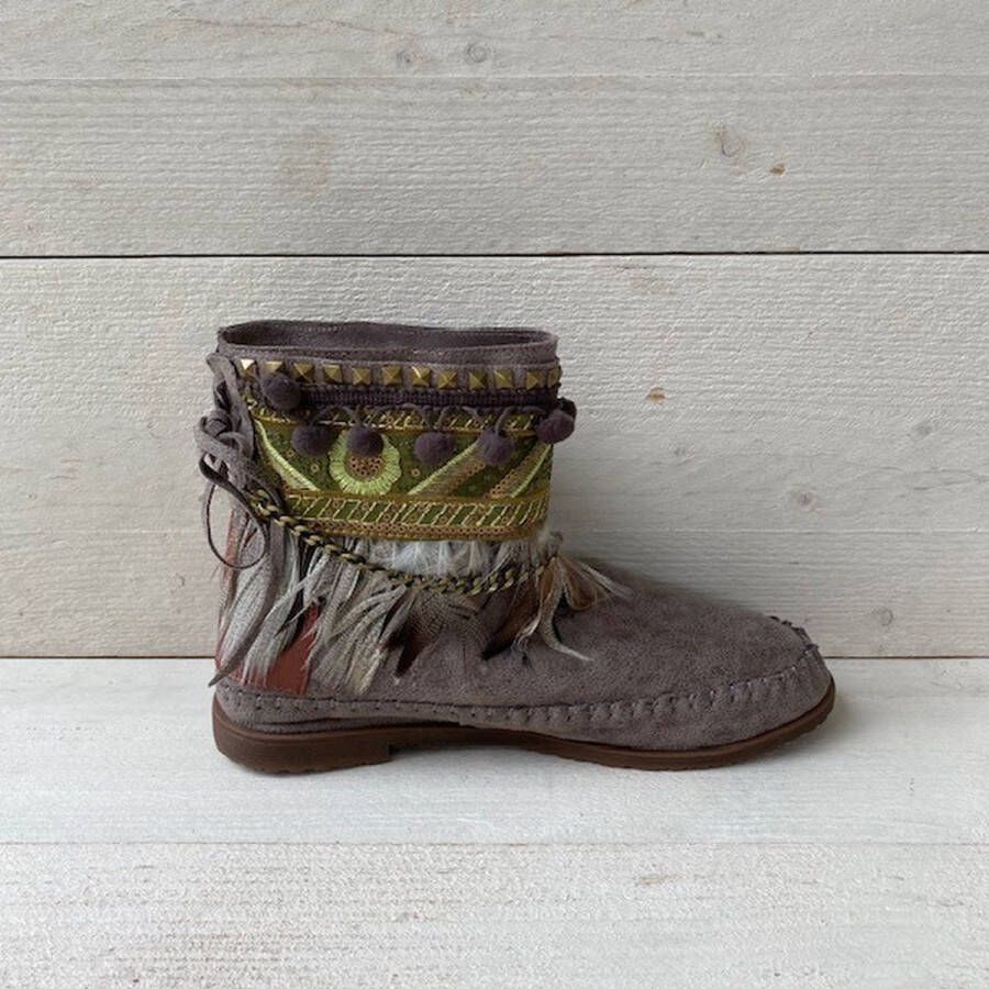 Ibiza laars festival veren cow western Soepele laarzen trendy suedine grijs