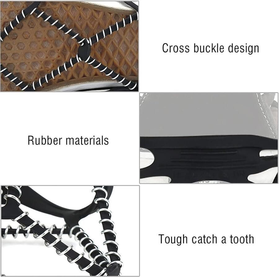 Ice Cleats Traction voor Sneeuw en Ijs Elastische Rubber Riem met Stalen Spoelen Grips voor Wandelen Klim Anti Slip Spikes voor Schoenen en Laarzen