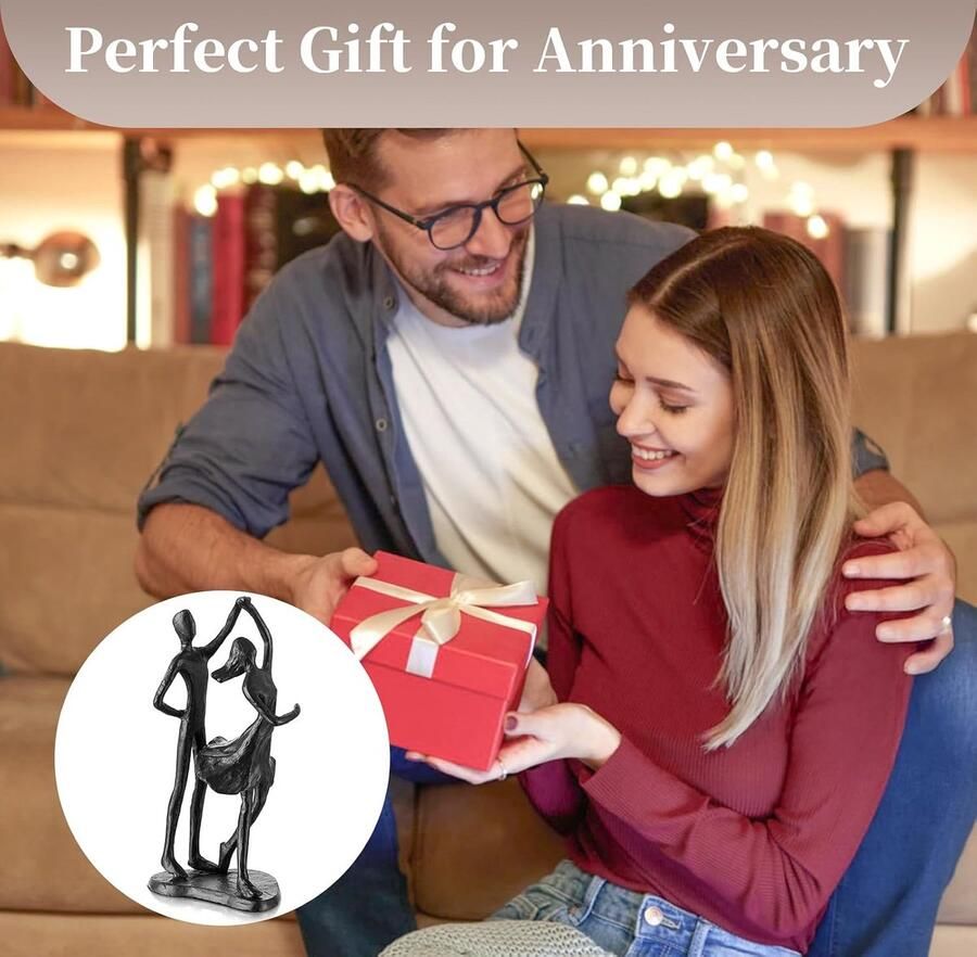 Ijzer 6e Verjaardagscadeau voor Echtpaar Zwart Metalen Koppel Sculptuur Geschenken voor Haar Esthetische Standbeeld Decor Abstracte Beeldjes Centerpiece Decoratie voor Vriendin hem nen