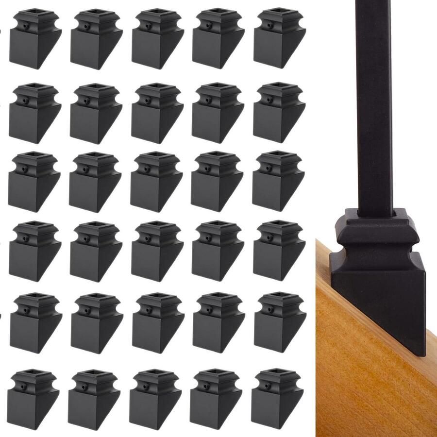 IJzeren Baluster Schoen Platte Schoen Reling Ondersteunen Met Schroef voor 1 2 Balusters Mat Zwart