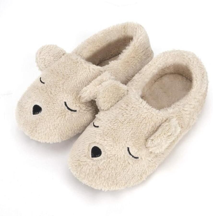 IMstore Plush Slippers Schattige Pantoffels Beige Voor