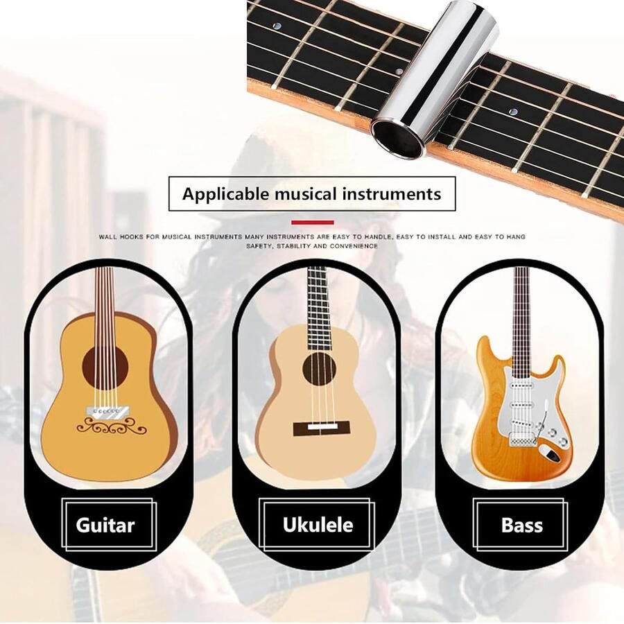 Inclusief 1 glazen schuiver 1 roestvrijstalen slide en 4 gitaarplectrums zwart voor gitaar en bas