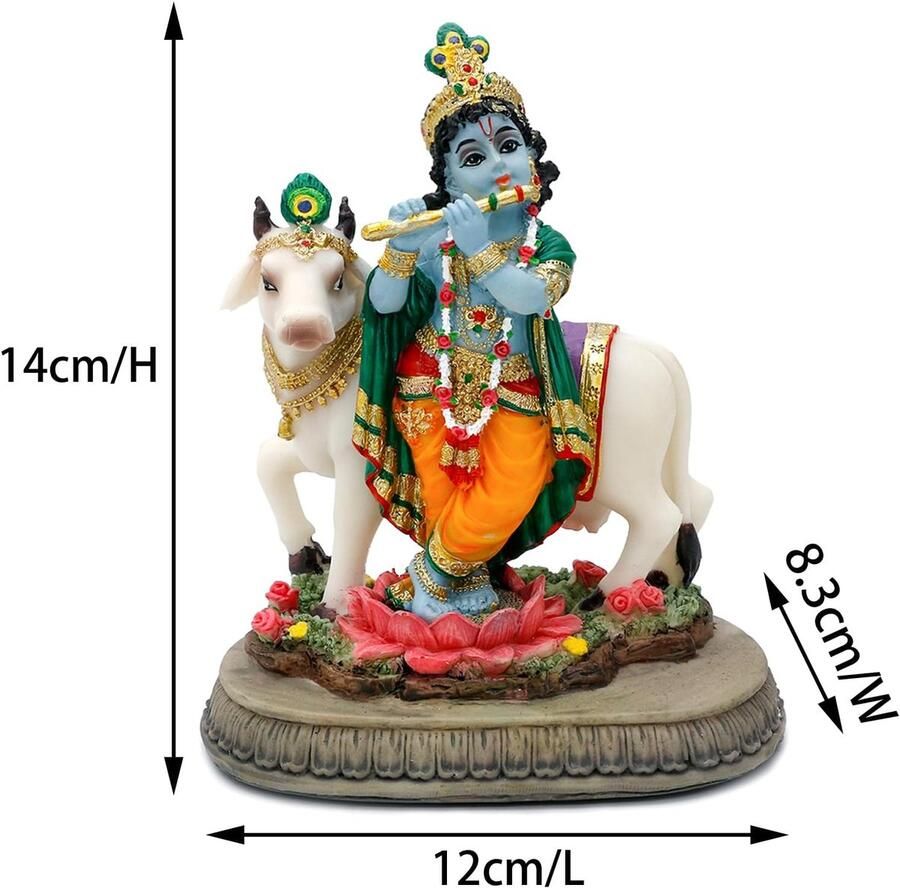 Indiase Krishna Idool Standbeeld H Hindoe God Krishna Murit voor Thuis Tempel Puja Diwali Gift voor Indiase Vriend dir Altaar Pooja Item Meditatie Yoga Kamer