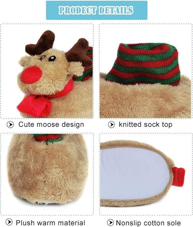 Indoor Fuzzy Nieuwigheid Dierenpantoffels voor Kinderen Pluche zachte gezellige warme pantoffels (22 24 EU Eland)