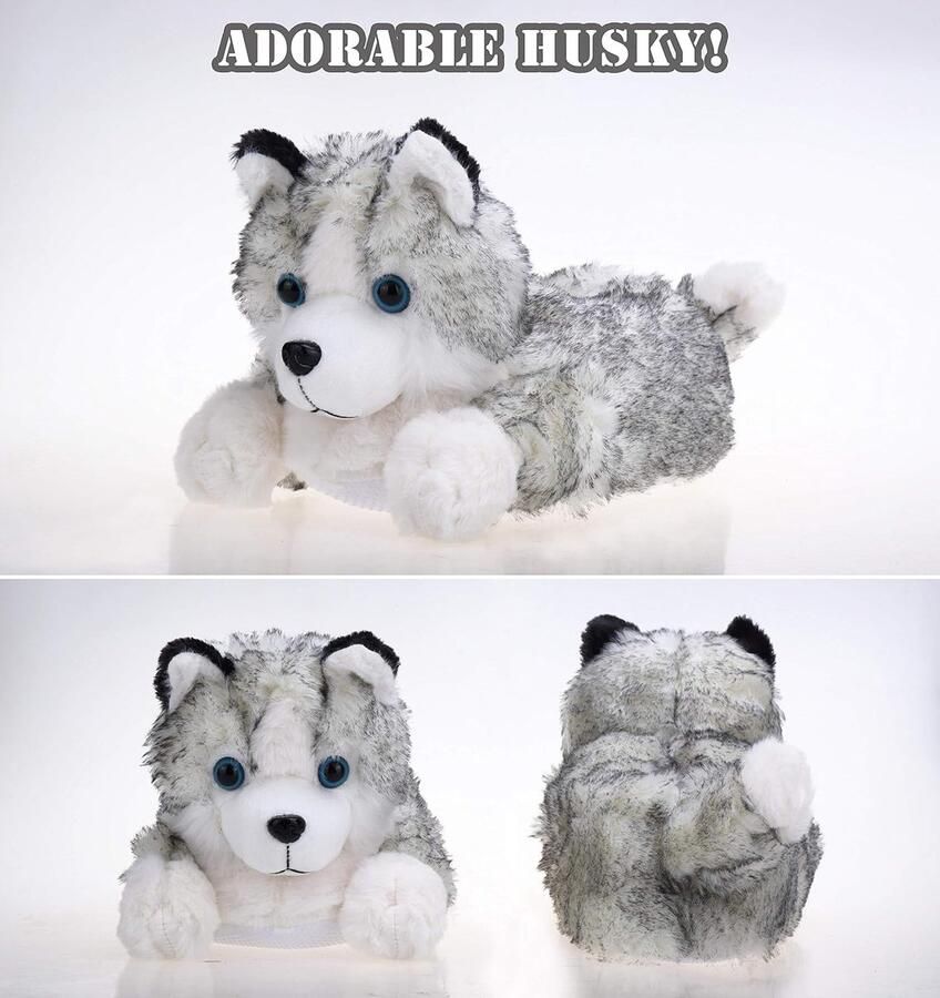 Indoor Fuzzy Novelty Dierenpantoffels voor nen Pluche Zachte Gezellige Warme Pantoffels (41 44 Husky Hond)
