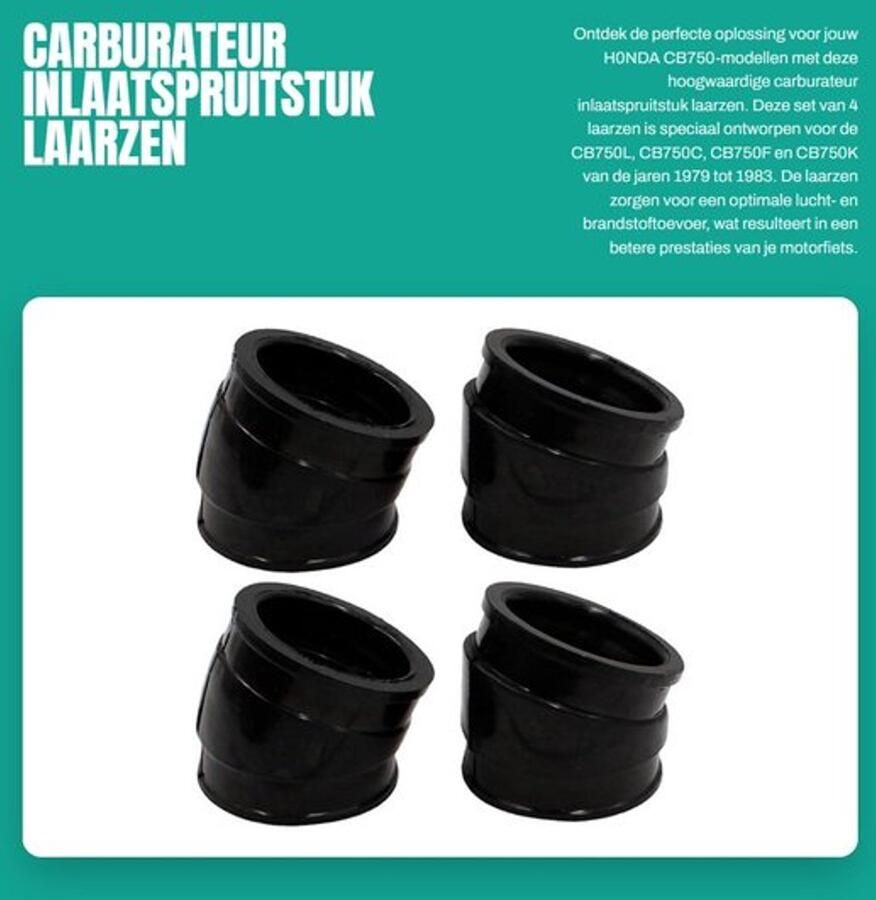 Inlaatspruitst x Set Carburateur Laarzen Geschikt voor H-onda CB750L F K SC Onderdeelnummer 16211-425-000 16212-425-000 16213-425-000 Verbindt carburateur en motor
