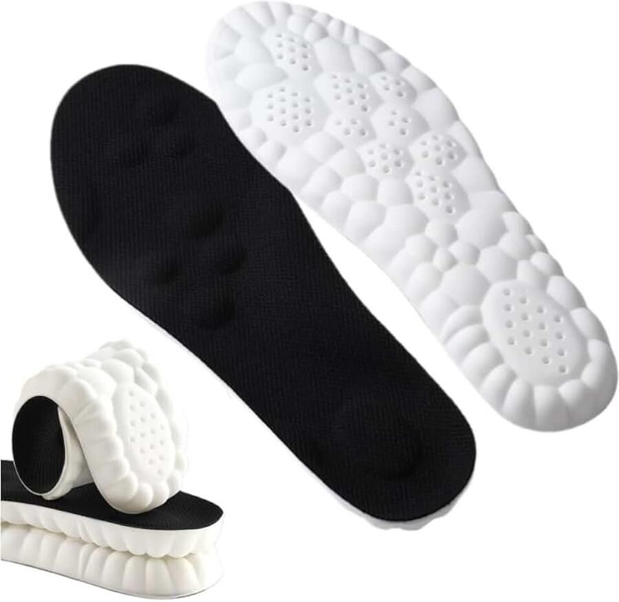 Inlegzolen met voetboogondersteuning Orthopedische inlegzolen ademende zachte schokabsorberende inlegzolen voor platte voeten voetpijn fasciitis plantaris hielspoor (Zwart 39-40)