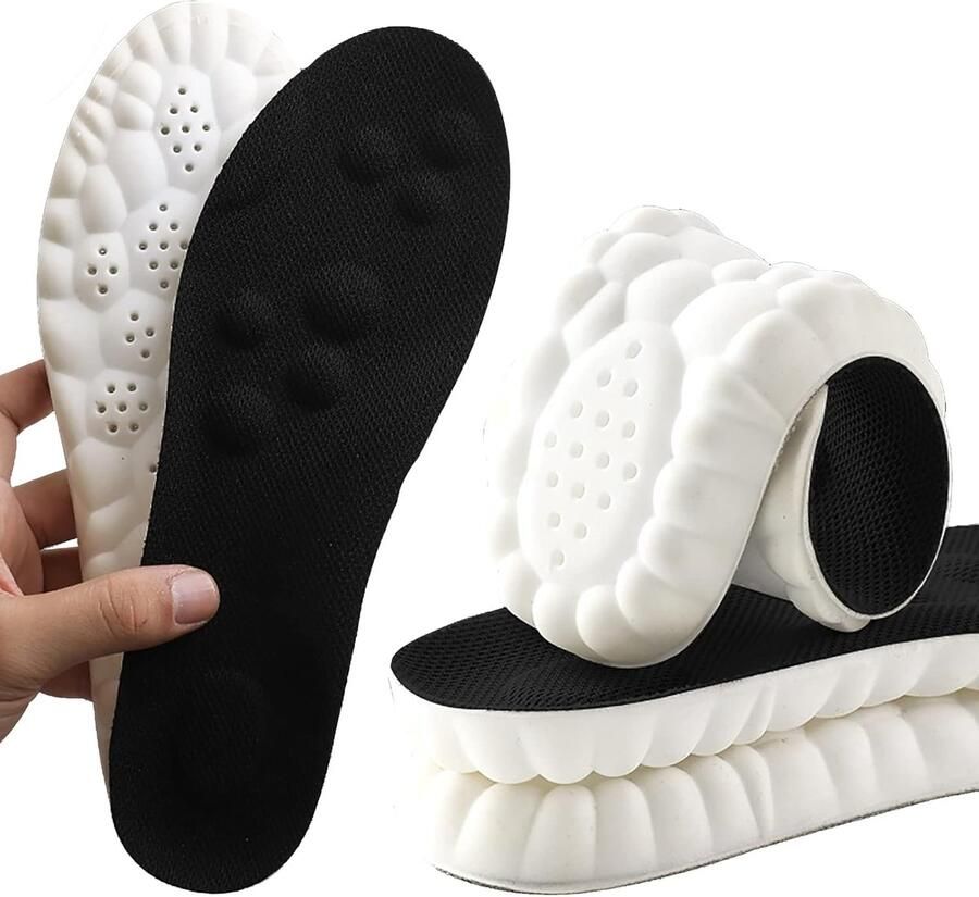 Inlegzolen met voetboogondersteuning voor en comfortabele massage inlegzolen vervangende schoeninzetstukken voor sneakers sportschoenen werklaarzen (41.5 42EU zwart)