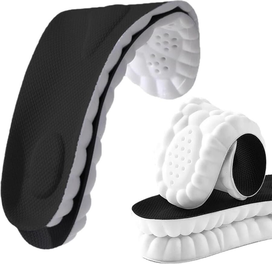 Inlegzolen van traagschuim met ondersteuning van de voetboog inzetstukken voor gymschoenen ademend en schokabsorberend comfortabele demping (43-44) zwart