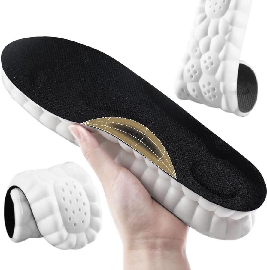 Inlegzolen van traagschuim met voetboogondersteuning inzetstukken voor gymschoenen ademend en schokabsorberend comfortabele demping (45-46) zwart