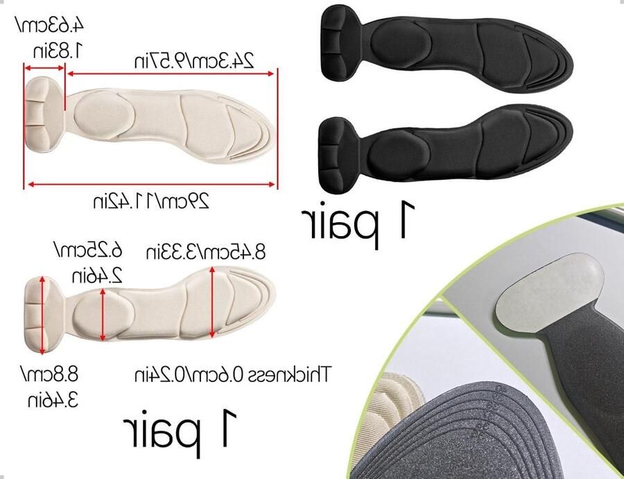 Inlegzolen voor dames antislip en zelfklevend ideaal voor hoge hakken pumps en stiletto's perfect voor te grote schoenen (abrikoos zwart)