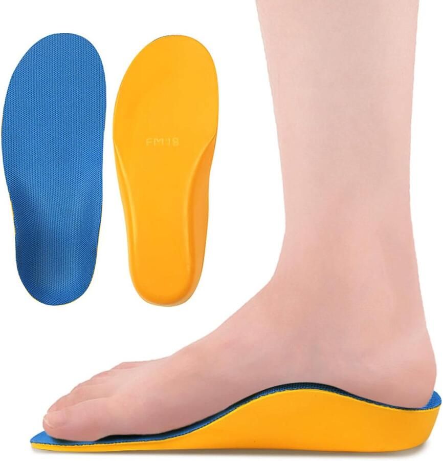 Inlegzolen voor Steunzolen voor Kinderorthesen Pu-Dempingsinzetstukken voor Kinderen voor Platvoeten Plantaire Fasciitis Verlichting van Hielpijn aan de Voeten