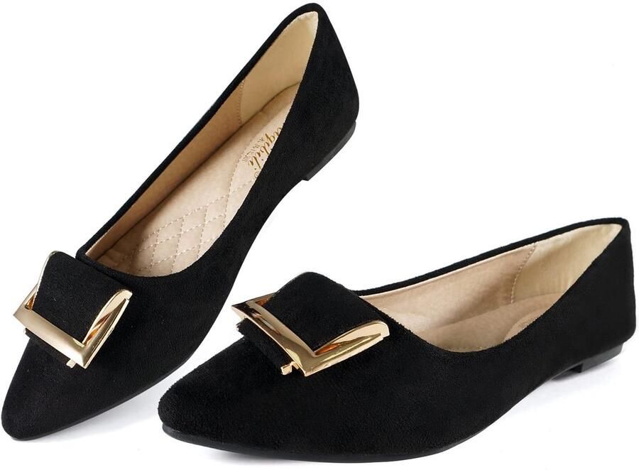 Dailygoods- Ballerina Schoenen Dames Comfortabele Ballet Pumps Platte Schoenen Slip-on Puntige Teen Modieuze Gesp Casual & Dressy