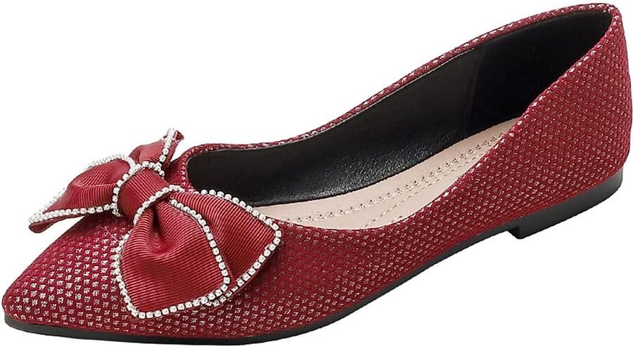 Inovra- Balletschoenen Dames Platte Slip-on Elegante Ballerina's Zachte Hak Rubberen Zool Strikdecoratie Balletpumps
