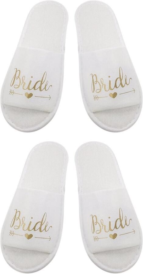 Inovra- Bruids Slippers 2 Paar Koraal Fleece Wit Zacht Comfortabel Geschikt Voor Bruiloften 28*