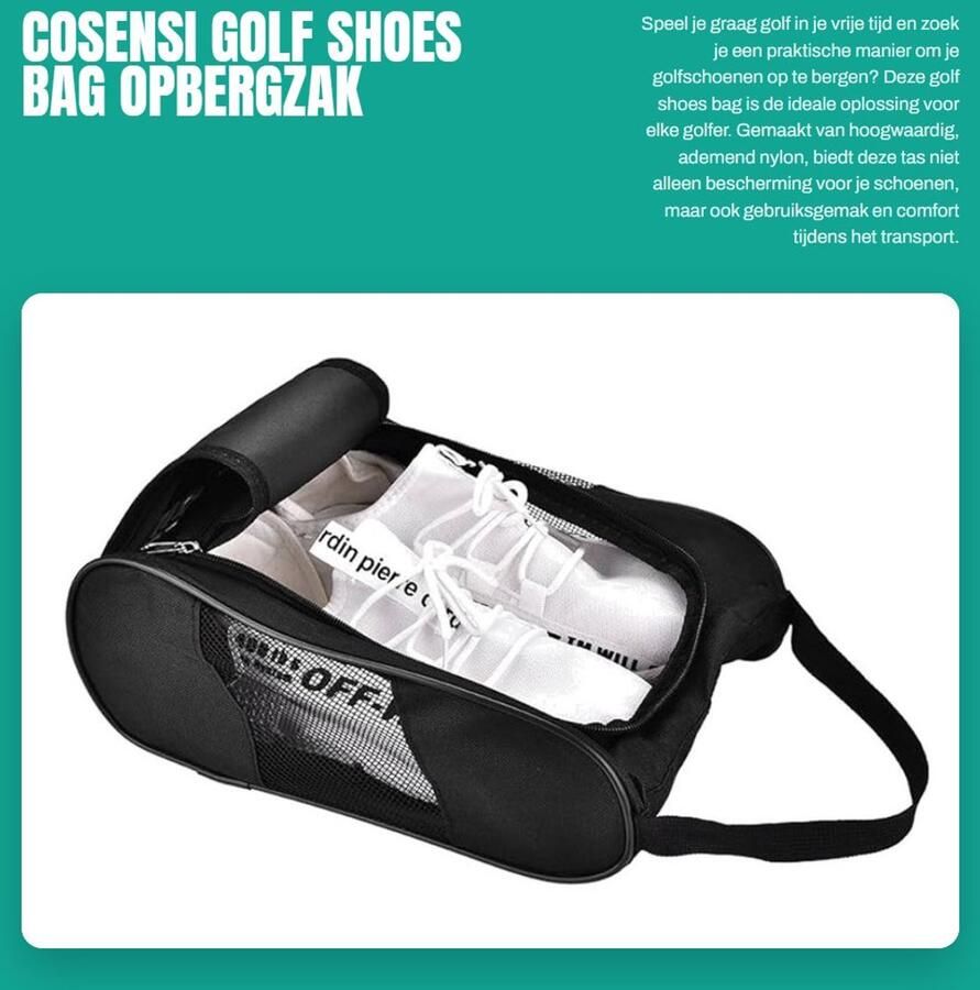 Inovra Golf Shoes Bag Opbergzak voor Golfschoenen Duurzaam en Ade d Zwart Sportaccessoires Perfect voor Golfers Ideale Opbergoplos
