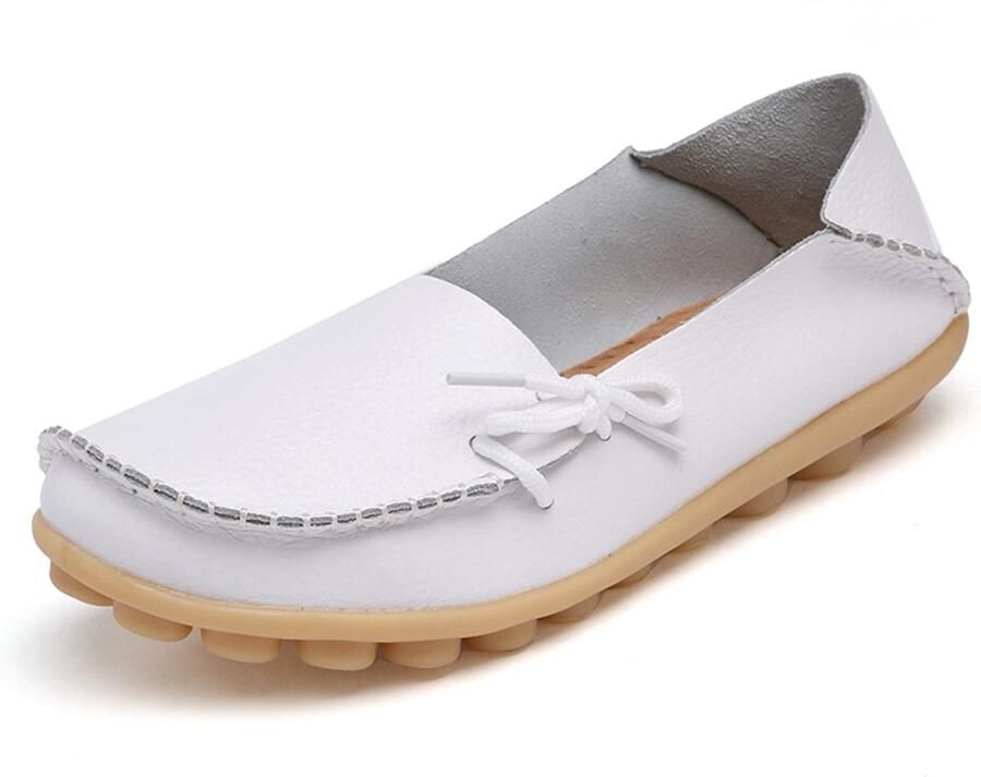 Inovra- Mocassins Dames Casual Leren Instappers Platte Schoenen Slip-On Ronde Teen EU Loafers