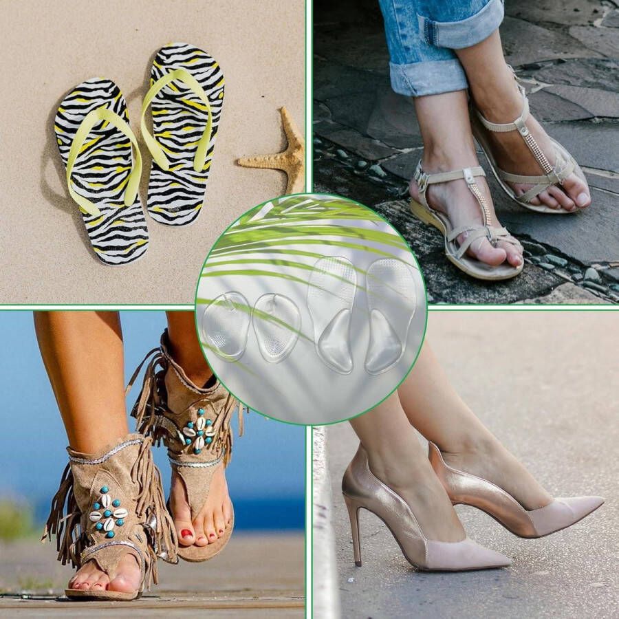 Inovra Plus Antislip siliconen pads voor platvoeten 4 paar Gel voetboogpads Verlicht pijn Teenslippers en sandalen