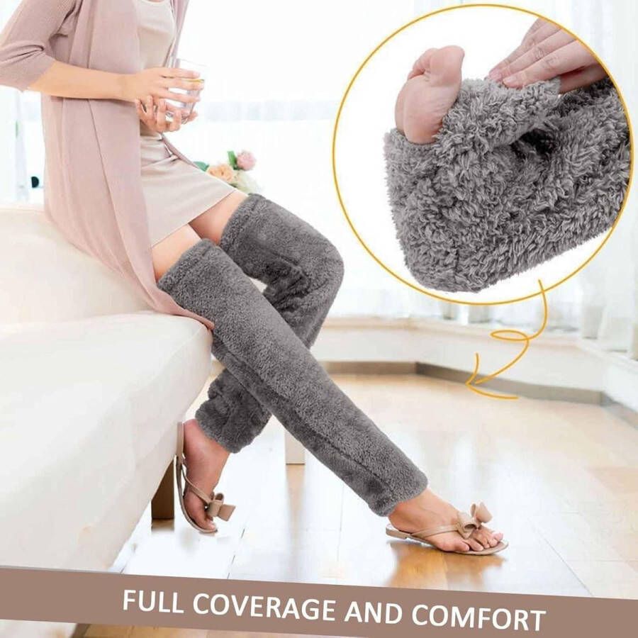 Inovra Plus Kniehoge Warme Snugglepaws Sok-Slippers Grijs