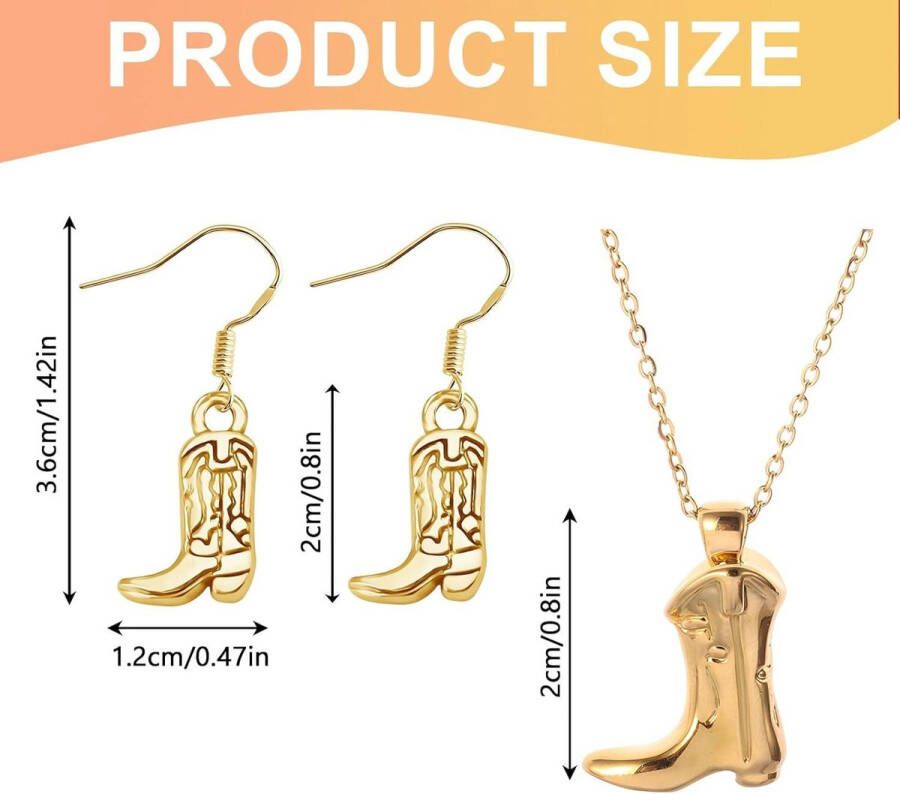 Inovra Plus Modieuze Westerse cow laarzen accessoires set Uniek retro punkstijl Voor en nen Gouden cow laarzen ketting en laarsoorbellen Eén maat Trendy cow laarzen accessoires Ideaal voor outfit completering