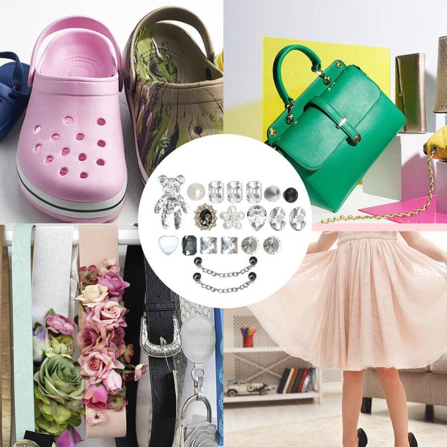 Inovra Plus Schoenaccessoires met Kristallen Diamanten Gesp Ketting voor Schoenen 20 Stuks Creatieve DIY Accessoires voor Slippers en Sandalen