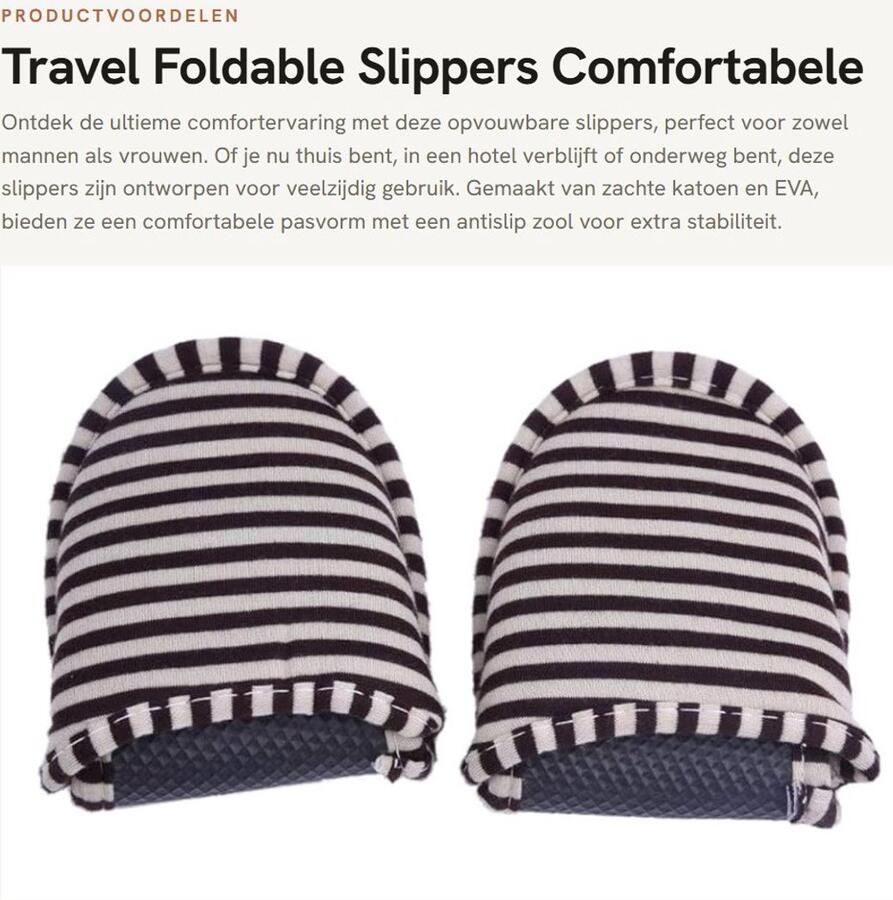Dailygoods- Slippers Opvouwbaar Antislip Katoen EVA Comfortabel Inclusief Opbergtas Huis Slippers
